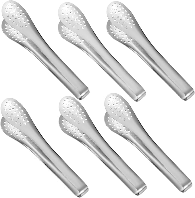 Buffet Serving Tongs, 6Pcs Kitchen Tongs Mini Serving Utensil Tongs for Food Ice Salad Buffet Barbecue Cookies, Food Tong Small tongs for Appetizers, Tea, Coffee Bar