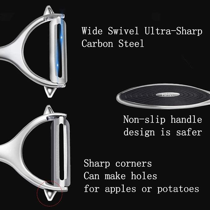 FUHUY Vegetable, Apple Peelers for kitchen, Fruit, Carrot, Veggie, Potatoes Peeler, Y-Shaped and I-Shaped Stainless Steel Peelers, with Ergonomic Non-Slip Handle & Sharp Blade, Good Sturdy (2PCS)