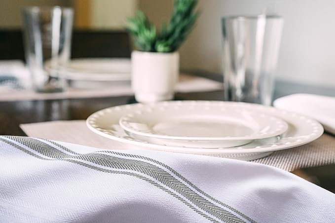 Dish Towels 30 Pack Grey Stripe 100% Cotton Kitchen Towel 15x25 Inch Tea Towels, Dish Cloths for Washing Dishes, Kitchen Rags for Drying Dishes