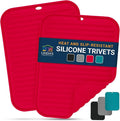 Silicone Trivets for Hot Dishes, Pots, Pans (2 Pack) - Heat-Resistant Pot Holders for Kitchen Countertop Mats - Silicone Trivet Mat (9 x 12 Inch) - Multipurpose Counter Pads (Red)
