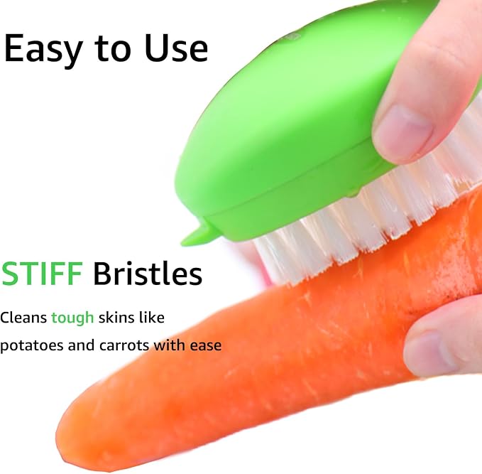 2-Pack Produce Brush, Soft Firm Bristles for Vegetables, Green | Soft and firm bristles for fresh produce, fruits, leafy greens, potatoes