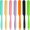 7 Pcs Silicone Jar Spatula Set, Sourdough Spatula, Long Handle Thin Spatulas for Baking, Cake Icing, Butter Cream Spreading, Jam Scraping (Purple, Pink, Green, Yellow, Orange, Cyan, Black)