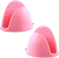 1 Pair Pink,Mini Silicone Oven Gloves, Mini Finger Protector Pot Holder for Kitchen,Cooking,Baking,BBQHeat Resistant Gloves，can be Washed in the Dishwasher