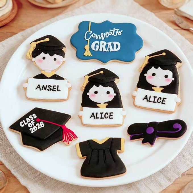 MrCookie Large Graduation Cookie Cutters,4in,6pc,Thickened Stainless Steel.