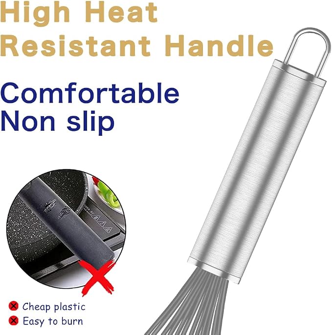 OYV Grey Silicone Whisk Set of 3, 8/10/12 Inch, Non-Scratch | BPA-Free Silicone, Heat Resistant Up to 480°F, Stainless Steel Core, Dishwasher Safe, Nonstick-Safe