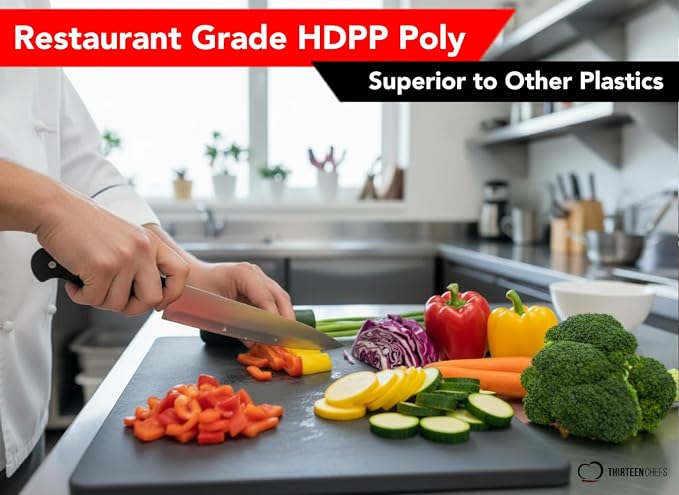 Black Plastic Cutting Board - 18 x 12 Inch Large, 1/2" Thick HDPP Poly for Restaurants and Commercial Kitchens, NSF Stamped