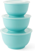 TP Melamine Mixing Bowl Set with Lids, Salad Bowl Set of 3, Glossy Teal | Nesting Design,Break-resistant,Pasta & Salad Prep, Baking Prep, Space-saving Storage, Freezer Safe, Dishwasher Safe