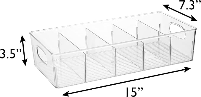 ClearSpace Pantry Storage Bins with Removable Dividers, XL, 2 Pack | Pantry storage bin for organizing food items, kitchen essentials, and refrigerator storage
