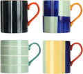 Koja Colorful Hand Painted Ceramic Mugs, 16 oz, Set of 4, Dishwasher Safe | Also microwave safe. Colorful hand painted set makes a great gift for coffee or tea lovers.