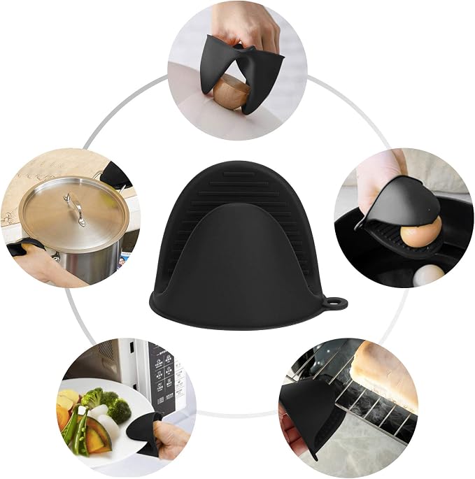 tifanso 1 Pair Heat Resistant Silicone Oven Mitts & Pot Holders for Cooking | Mini Non-Slip Pinch Grip, Food Grade Silicone, Ideal for Air Fryer Baking & Grilling, Easy to Clean & Durable