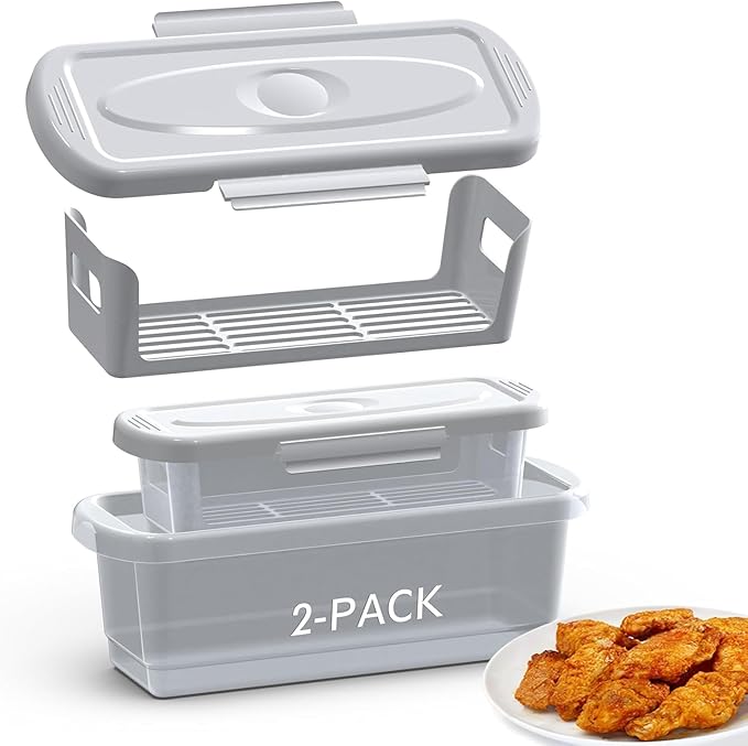 Batter Bowl with Lid, 2-Pack Fish Batter Shaker, Better Breader Shaker Bowl with Breading Shaker Tray, Batter Bowl with Lids Shaker for Frying Chicken Wings Fish Onion Rings Veggies (White)