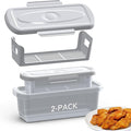 Batter Bowl with Lid, 2-Pack Fish Batter Shaker, Better Breader Shaker Bowl with Breading Shaker Tray, Batter Bowl with Lids Shaker for Frying Chicken Wings Fish Onion Rings Veggies (White)