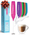 Elementi Pink Milk Frother Wand & Matcha Mixer, Mini Electric Whisk - Coffee Mixer Wand - Coffee Stirrers Electric Matcha Whisk (Hot Pink)