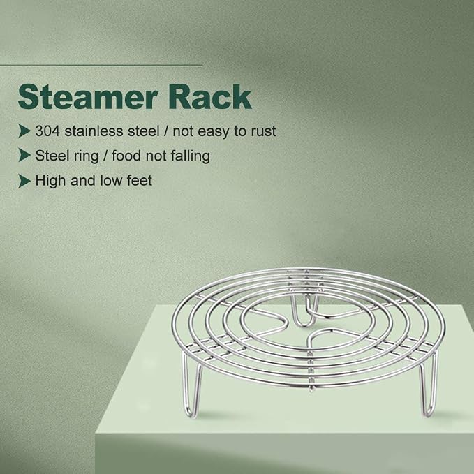 3-in-1 Stainless Steel Steamer Rack & Cooling Rack – Multi-Functional Pot Trivet for Cooking, Baking, Dishwasher Safe, Fits Most Pots & Pans (16cm, Silver)(Silver,Size:16x4cm)