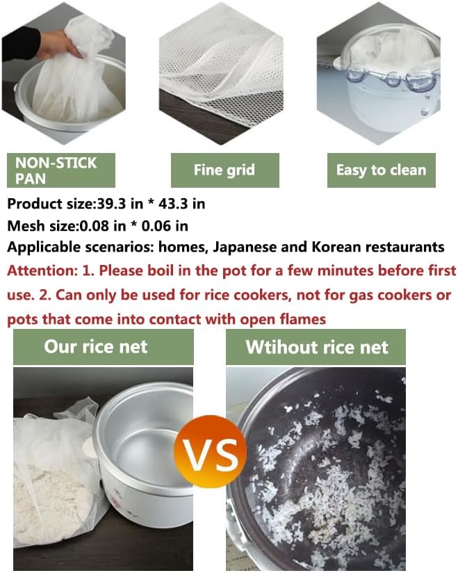 3Pcs Rice cooker accessories,Rice Net,Steamer Cloth&Sushi Mat(43.3”x39.3”)