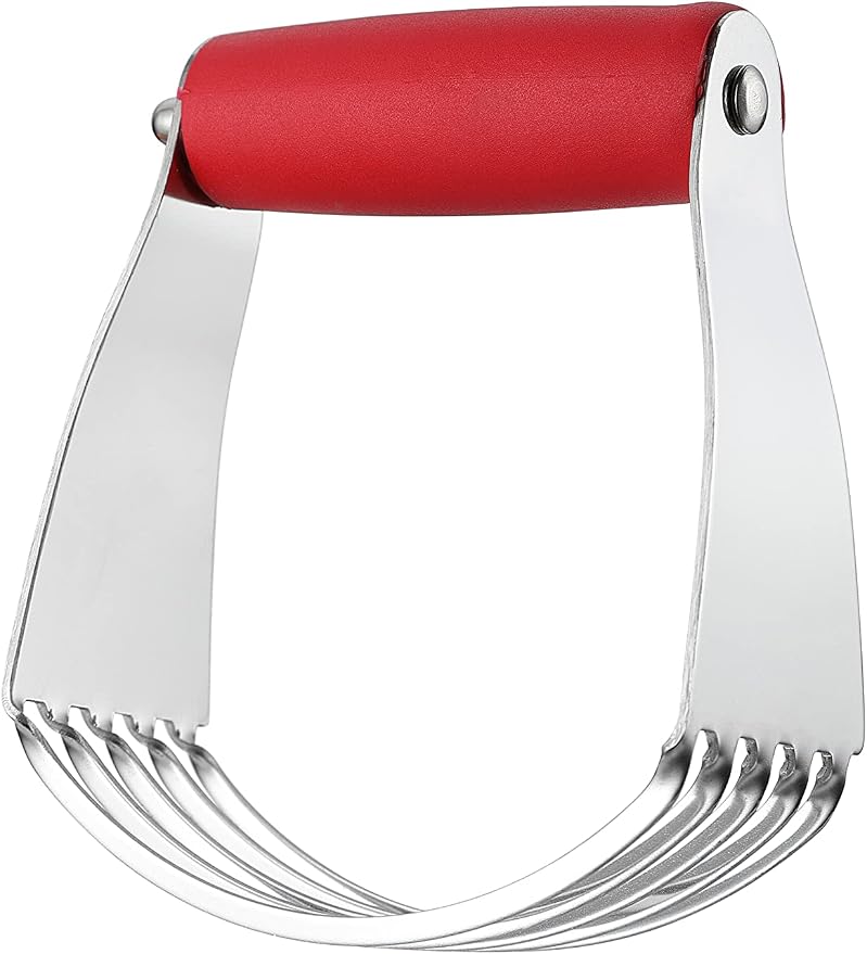 Spring Chef Medium Dough Blender Hand Tool - Durable Pastry Cutter - Red | Heavy Duty Dough Mixer w/ Stainless Steel Blades, Professional Pastry Blender for Easy Mixing, Dishwasher Safe