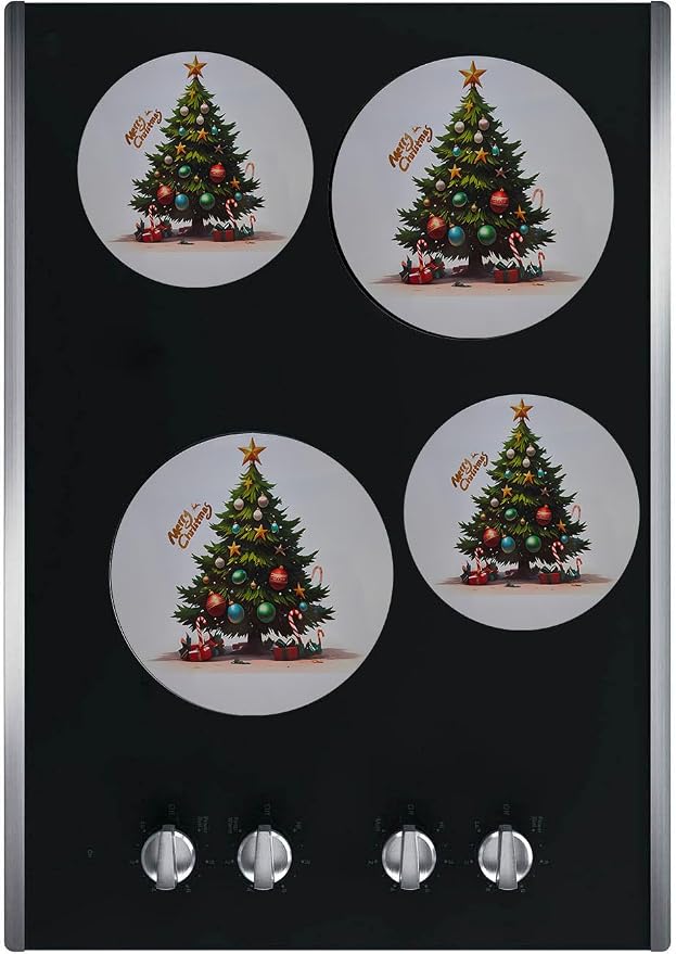 Kerixi Electric Stove Burner Covers Range Top For Expanding Counter Space Stovetop Decor (Christmas tree)