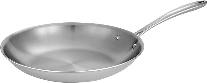 Tramontina Boston Tri-Ply Clad Stainless Steel 12-Inch Large Frying Pan | Induction-Ready Skillet, Dishwasher-Safe, NSF-Certified