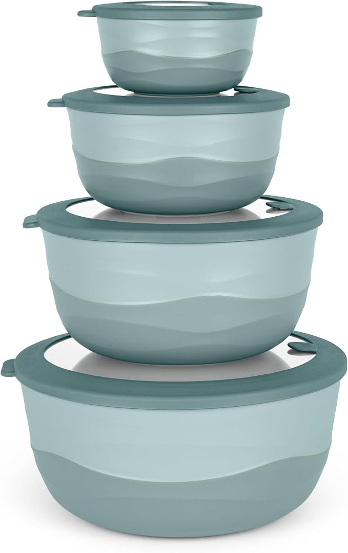 Pera Airtight Mixing Bowls with Lids, 8-Piece BPA-Free Nesting Prep Bowl Set for Kitchen & Food Prep, Large 4200ml Capacity, Microwave & Dishwasher Safe