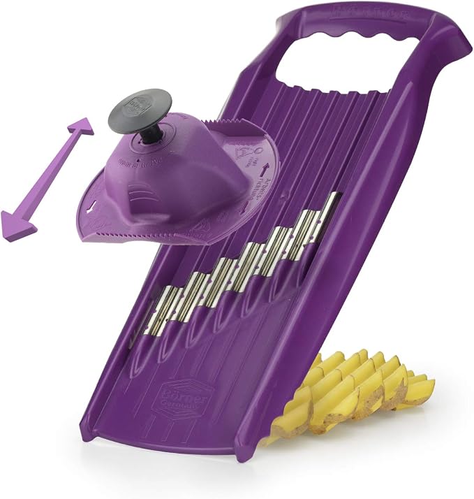 Börner Wave-Waffle XXL PowerLine Crinkle Cut Vegetable Slicer (Puple) • Slicer for XXL Wave & Waffle Cut • Wavy Vegetable Cutter • Slicer for Lattice Potatoes & XXL Wavy Potato fries