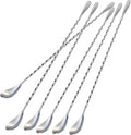 Bar Spoon Cocktail Mixing Stirrers, 6Pcs, 12” Long Handle, Silver | 18/8 Stainless Steel, Long Drink Spoons, for Stirring Coffee & Cocktails