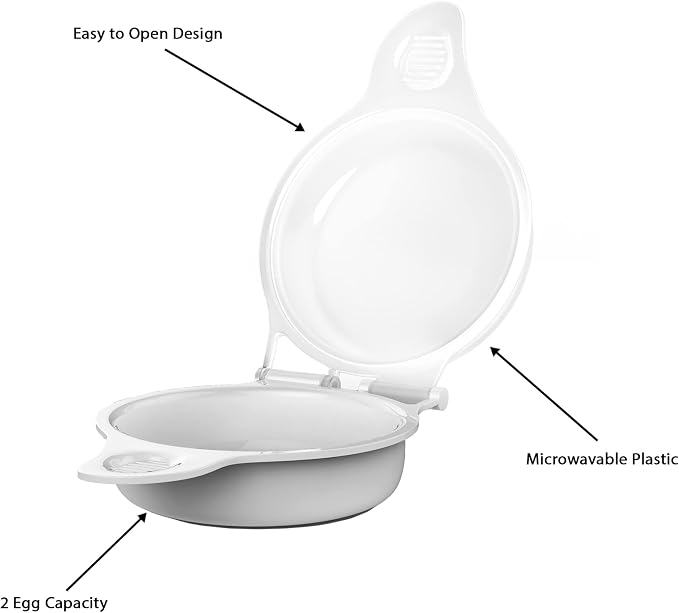 Chef Buddy Microwave Egg Maker, Healthy Breakfast Cooking Utensil | Kitchen Essentials, Easy to Make, Holds Up to Two Eggs and Cooks in 45 Seconds