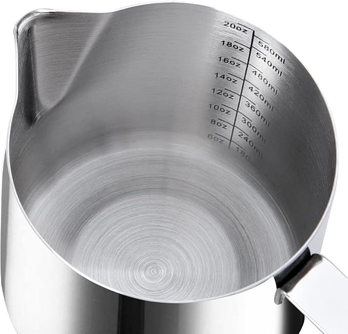 Stainless Steel Milk Frothing Pitcher Cappuccino Pitcher Pouring Jug Espresso Cup Creamer Cup for Latte Art, 20 Ounce (600 ML)