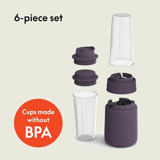 bella Rocket Blender 6-Piece Set with Stacking Cups, Plum