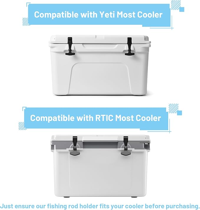 Cooler Fishing Rod Holder, Wall Mounted Fishing Pole Holder, 3 Link Fishing Rod Rack Compatible with YETI Coolers and for RTIC Coolers, Cooler Accessory, Medium, Black