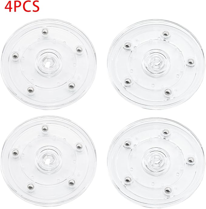4Pcs Clear Acrylic Lazy Susan 5 Inch Turntable Organizer Bearings | Mini Lazy Susan, Small Lazy Susan Turntable, 360° Rotating Swivel Plate for Spice Rack, Cosmetic, Cake, Pantry, DIY Display