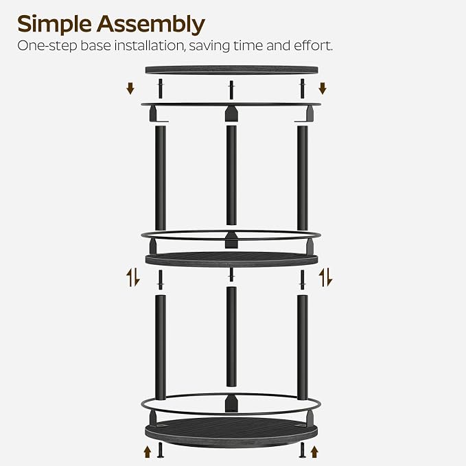 Spice Rack, Set of 2 Lazy Susan Organizer, 3 Tier Turntable Organizer For Cabinet, Compact and Versatile, for Kitchen Countertop, Black SR23L2BB