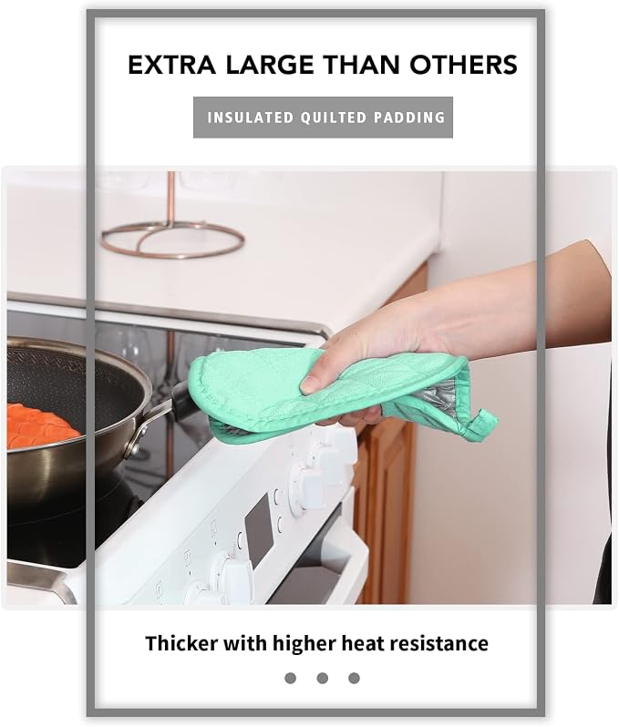 Joyhalo 4 Pack Pot Holders for Kitchen Clearance | Cotton Oven Holder with Great Heat Resistance, Potholders Sets for Kitchen, Countertops, Hot Pots and Pans, Aqua