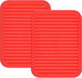 Silicone Trivet for Hot Dish and Pot Hot Pads Counter Mat Heat Resistant Table Dish Drying Mat or Placemats 2 Pack,Size 9x12 Inch, Color Red Rectangular