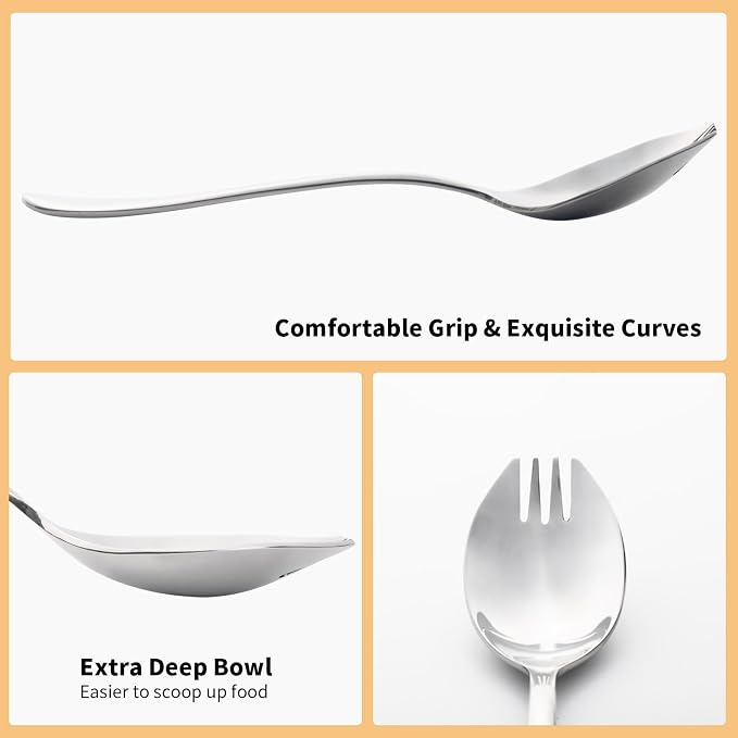 Alata Mini Sporks, 4-Pack Food-grade Stainless Steel Mini Sporks, 5.7 Inches Salad Forks For Dessert, Ice Cream, Salad, Soup, Noodle, Spaghetti, Dishwasher Safe