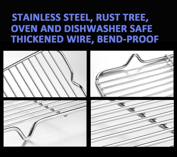 Grilling Rack Heavy Duty Wire Grate Oven Roasting Rack 5.3 x 8.75 inch Rectangle Baking Cooling Steaming with 4 Legs Stainless Steel Rack (5.3"X8.75",22.2X13.5cm)