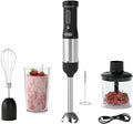 5-in-1 Cordless Immersion Blender with Rechargeable Handheld Battery | Variable-speed 2000mAh Battery，BPA-free&Dishwasher-safe, with Beaker, Chopper, Whisk & Frother for Kitchen, Black