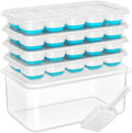 DOQAUS Ice Cube Tray with Lid and Bin,4 Pack Ice Cube Trays for Freezer | Silicone, Stackable. Easy Release Trays with Storage Bin & Scoop. Ideal for Freezer, Kitchen, RV, Cocktail, Coffee.