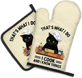 DYJYBMY Time to Make The Biscuits Funny Cat Oven Mitts and Pot Holder Set, Cute Kitchen Gadgets for Women Cat Lover, Housewarming Gifts for Hostess Cat Mom Wife Sister BFF (Baroque)