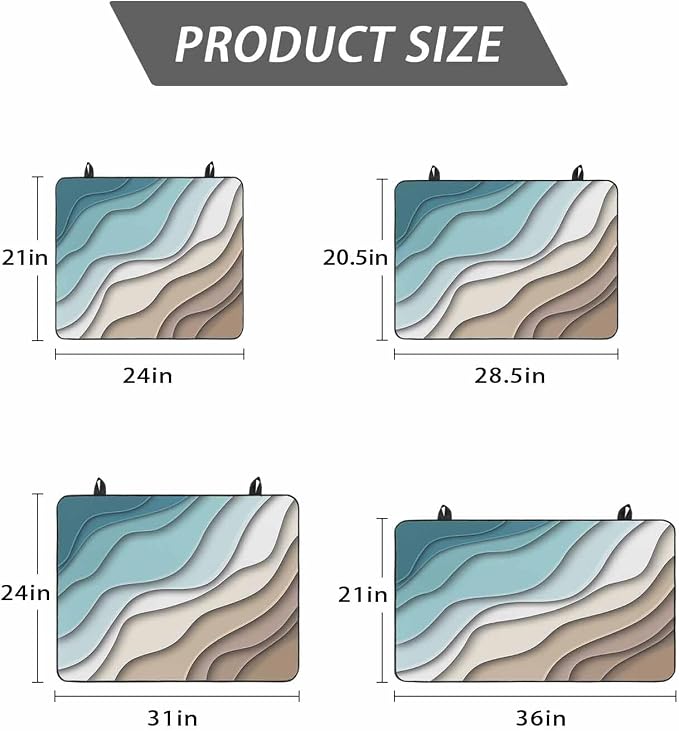 Stove Top Covers for Electric Stove 28.5x20.5 Inches,Teal Brown Ombre Cream HeatResistant Glass Cooktop Protector,Modern Geometric Sea Waves Abstract Ceramic Stovetop Countertop Covers Mat,Oven Cover