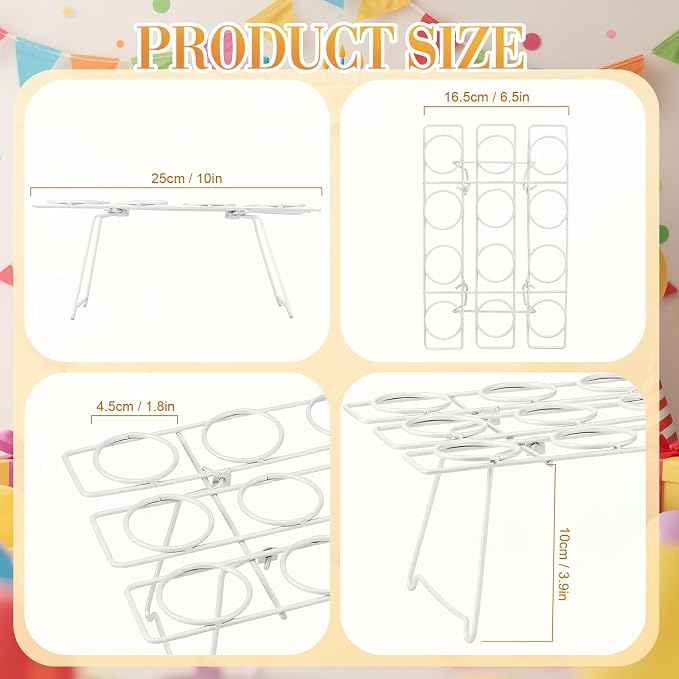 Patelai 2 Pack Ice Cream Cone Baking Racks 12-cavity Cupcake Cone Holders Cupcakes Display Stands Cooling Racks for Home Kitchen Baking Cooking Ice Cream Tools Supplies(White)