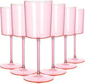 Ciaell 12 Pack Pink Plastic Wine Glasses for Weddings Outdoor Gatherings | 14 oz Pink Stemmed Cups, Heavy Duty Plastic, Wine Champagne Cocktails Beverages for Parties Birthdays Anniversaries