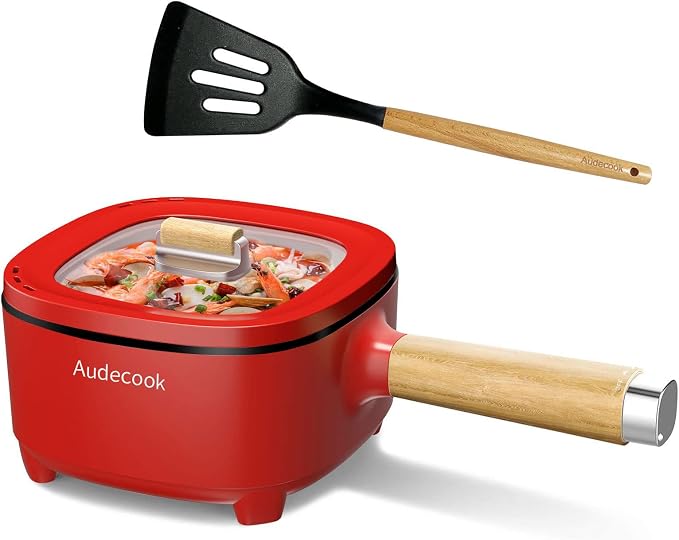 Audecook 2L Hot Pot Electric, Non-Stick electric pot, Portable Pot lazy | Dual Power Control Electric Pot For Cooking Steak, Egg, Ramen, Oatmeal & Soup | Portable Pot for Dorm, RV, Travel & Camping
