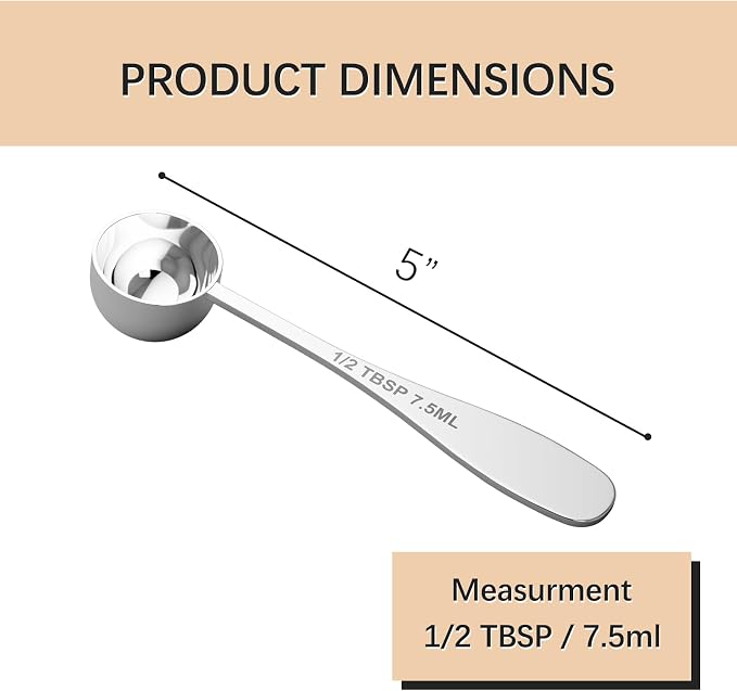 1PCS 1/2TBSP(7.5ML) Measuring Spoon, 18/8(304) Stainless Steel Tablespoon | Precise, Food-Grade, ‌Rust-Free, Sturdy & Durable, Dishwasher-Safe