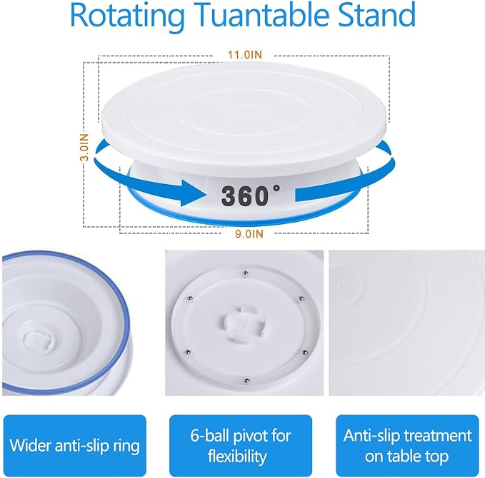 Makmeng 722pcs Cake Decorating Kit - Baking Supplies with Springform Pans, Cake Rotating Turntable, Icing Piping Bags and frosting Tips Set - Cake Decorating Tools for Beginners
