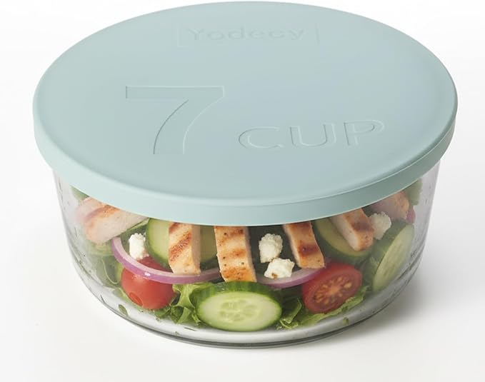 Yodecy Silicone Bowl Lids fit Pyrex Glass Bowls 7402-PC 7 Cup, fit Anchor Hocking Glass Bowls 7402-PC 7 Cup,Replacement Lids(2 Pack Pastel Blue)