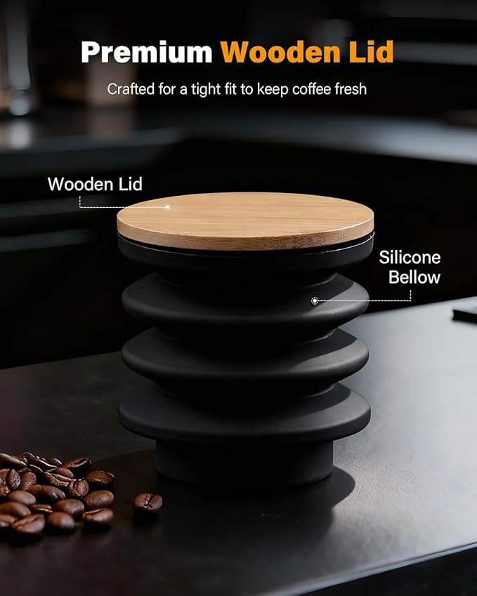 SHARDOR 64mm Coffee Grinder Single Dose Hopper, Silicone Bellow with Wooden Lid for Easy Cleaning and Single Dosing