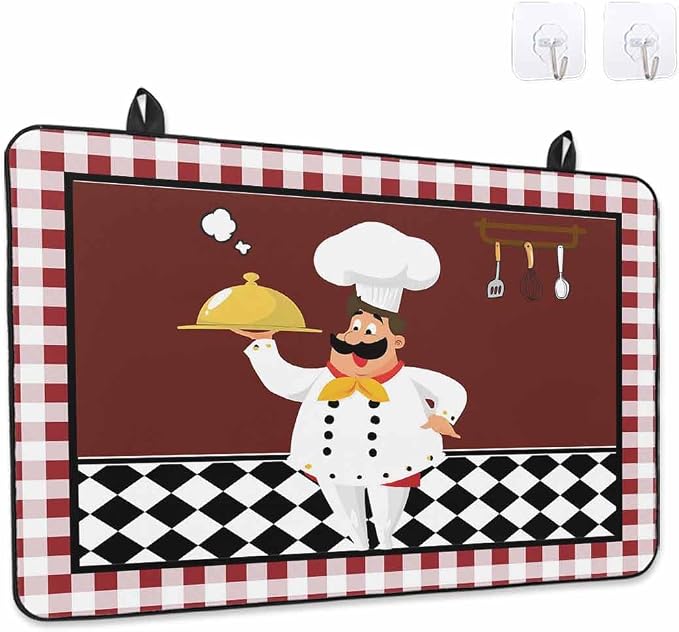 Stove Top Covers for Electric Stove 31x24 Inches, Fat Chef HeatResistant Glass Cooktop Protector, Red Gourmet Kitchen Red Black Buffalo Plaid Ceramic Stovetop Countertop Covers Mat, Oven Cover