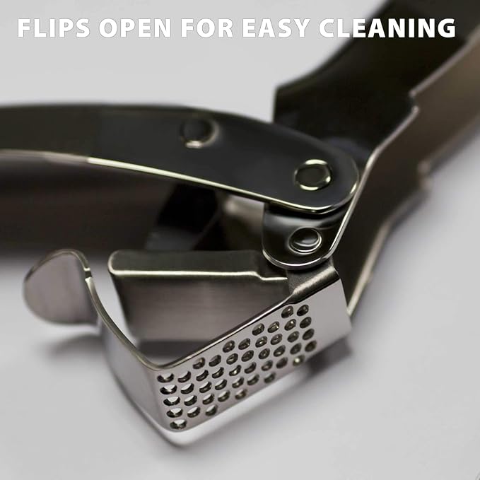 Premium Heavy Duty Garlic Press - 100% 304 Stainless Steel Professional Garlic Mincer & Crusher - Easy Clean Dishwasher Safe Kitchen Tool, Includes Custom Cleaning Brush