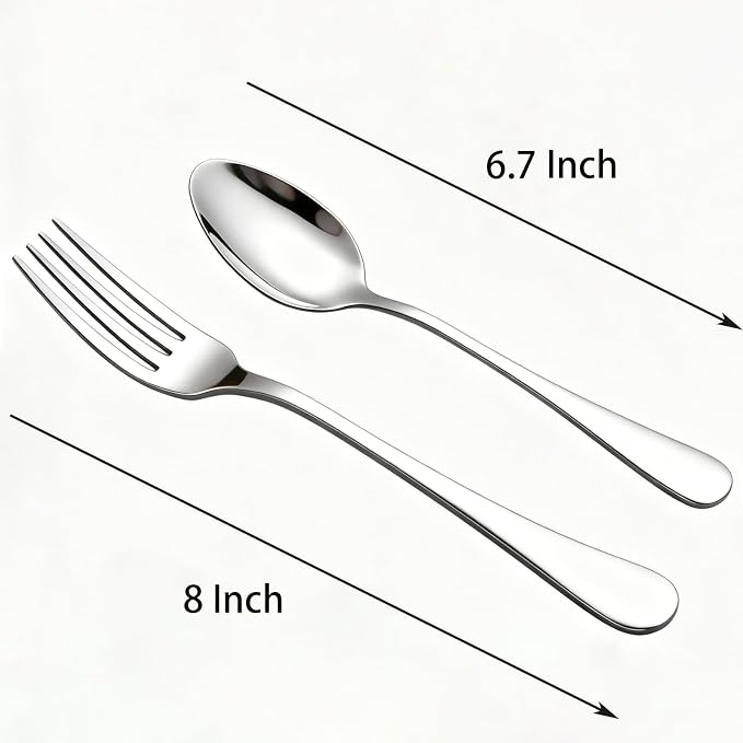 24 Piece Forks and Spoons Silverware Set for 12, Food Grade Stainless Steel Dinner Forks and Spoons (6.7 inches), Heavy-Duty Cutlery Set for Home, Kitchen and Restaurant, Dishwasher Safe