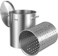 VEVOR Stainless Steel Stockpot, 36 Quart Cooking Pots, Cookware Sauce Pot with Basket, Lid, and Handle, Heavy Duty Commercial Grade Stock Pot, Sanding Treatment, for Steaming Boiling or Frying Silver